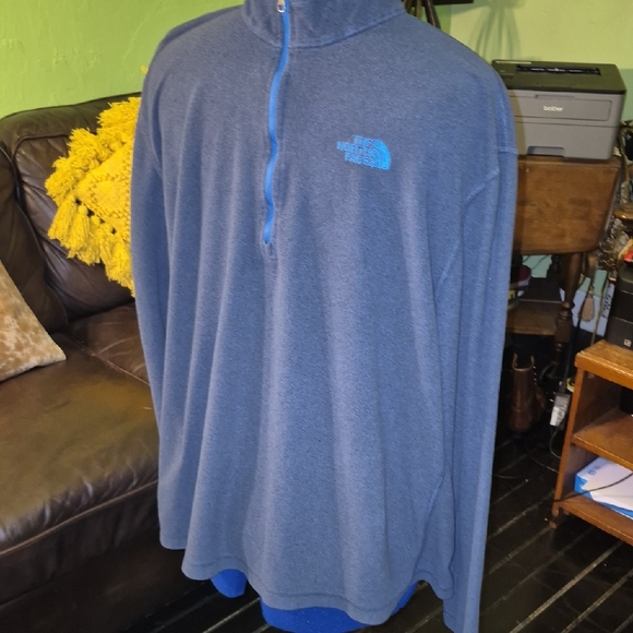 The North Face 1/4 Zip. Fleece Hoodie (#1680).mens XXL. Dark Gray /blue Logo/zip - Picture 1 of 11